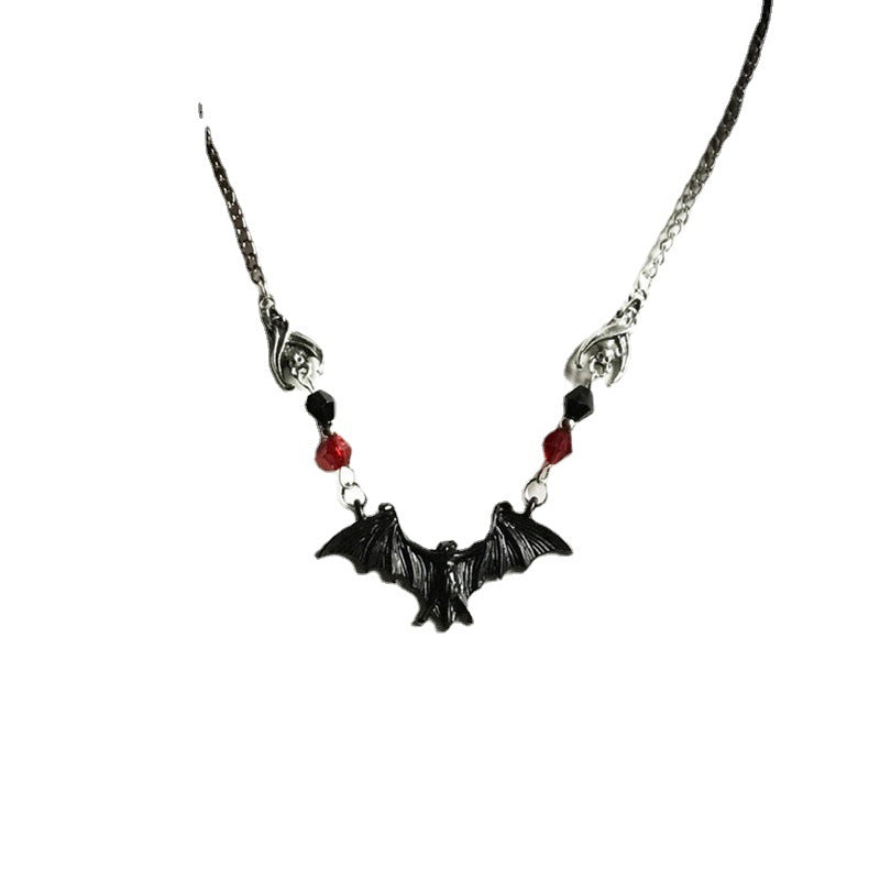 Wholesale  black bat necklace, Gothic jewelry, crystal beads, personalized necklace